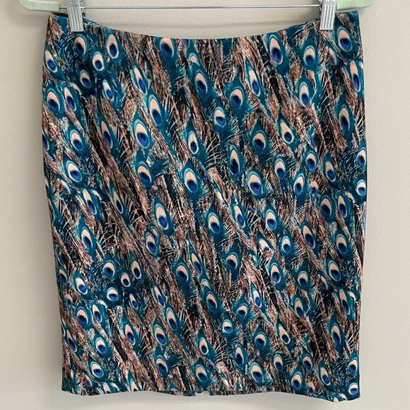 Talbots Petites Peacock Feather Print Skirt 10P - Picture 11 of 11